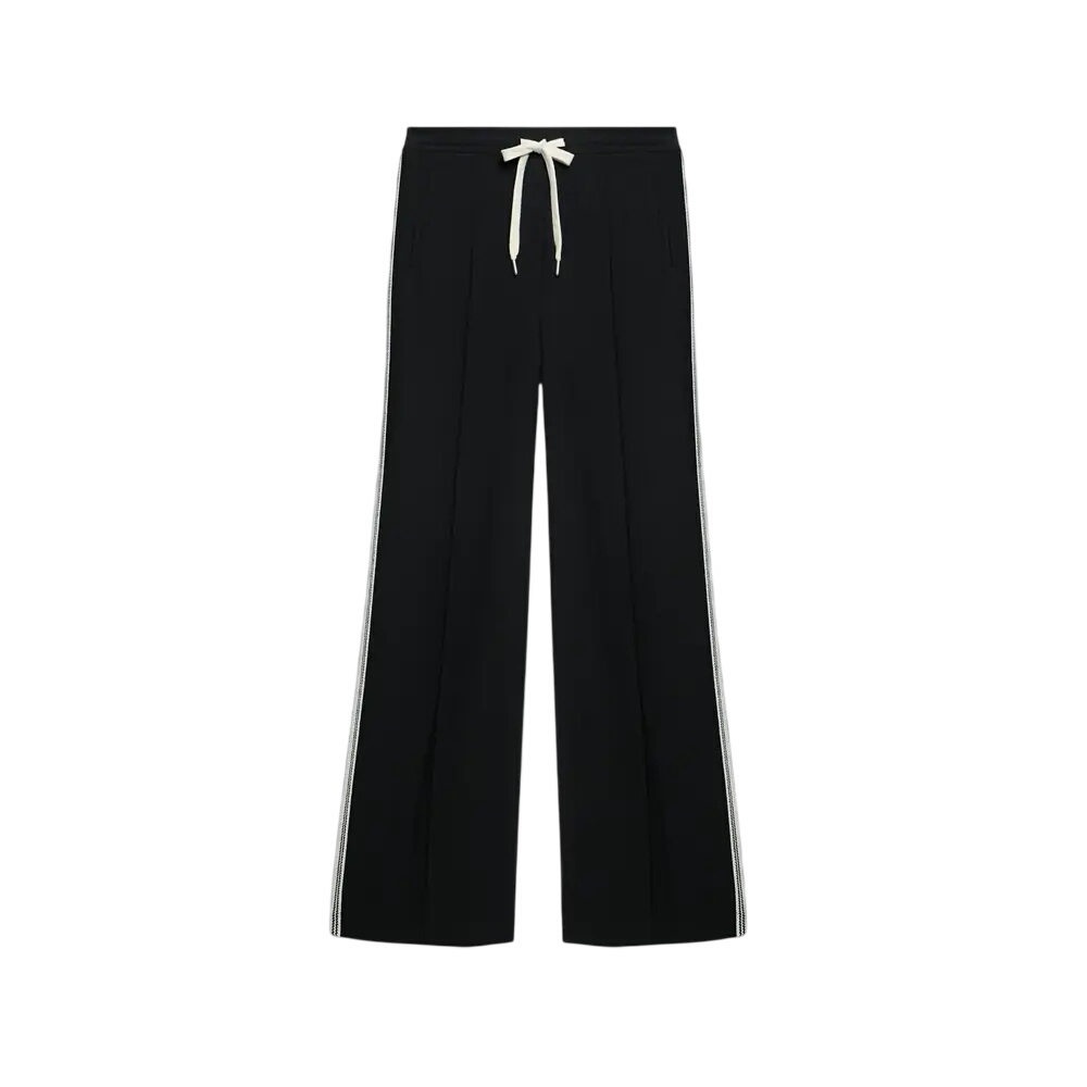 Mint Velvet Black Crochet Trim Wide Trousers